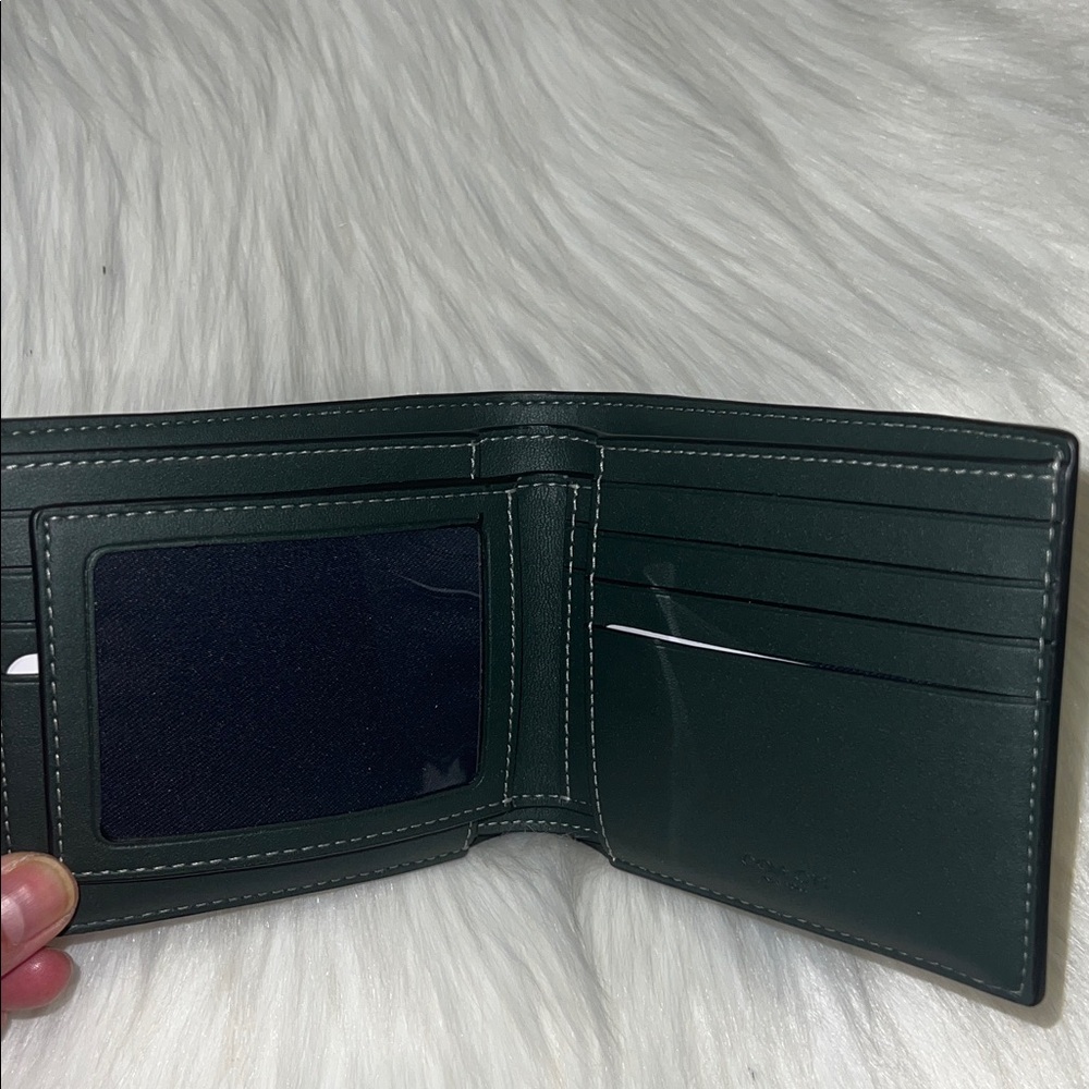 Coach Men's Green and Brown Patterned Wallet - Picture 4 of 6